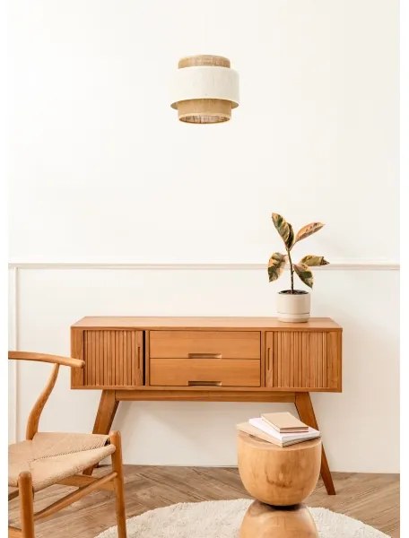 Lampada a sospensione con cavo BOHO 1xE27/60W/230V Ø 20 cm crema/iuta