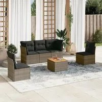 Set Divano da Giardino 6 pz con Cuscini Grigio in Polyrattancod mxl 92958