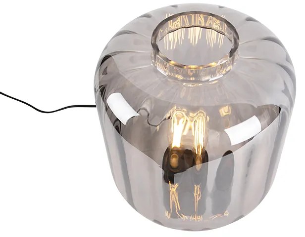Lampada da tavolo di design nera con vetro fumé - Qara