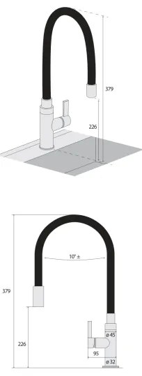 Concept BDC7138 - Miscelatore per lavello con collo flessibile, cromo lucido/nero