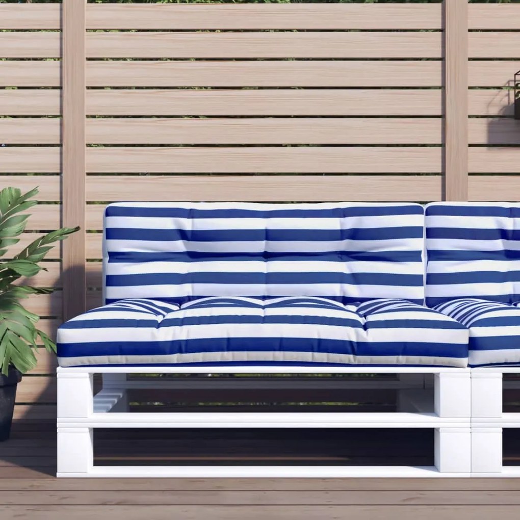 Cuscino Per Pallet Strisce Bianche E Blu 120x40x12cm Tessuto /