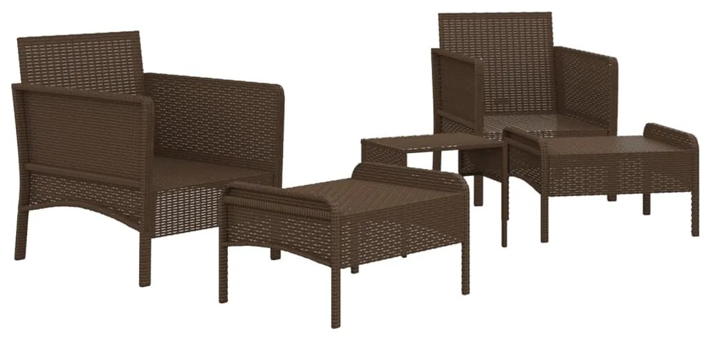 Set divani da giardino 5 pz con cuscini marrone in polyrattan