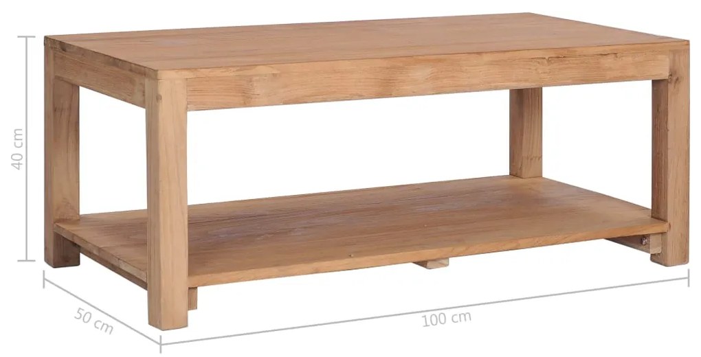 Tavolino da salotto 100x50x40 cm in legno massello di teak