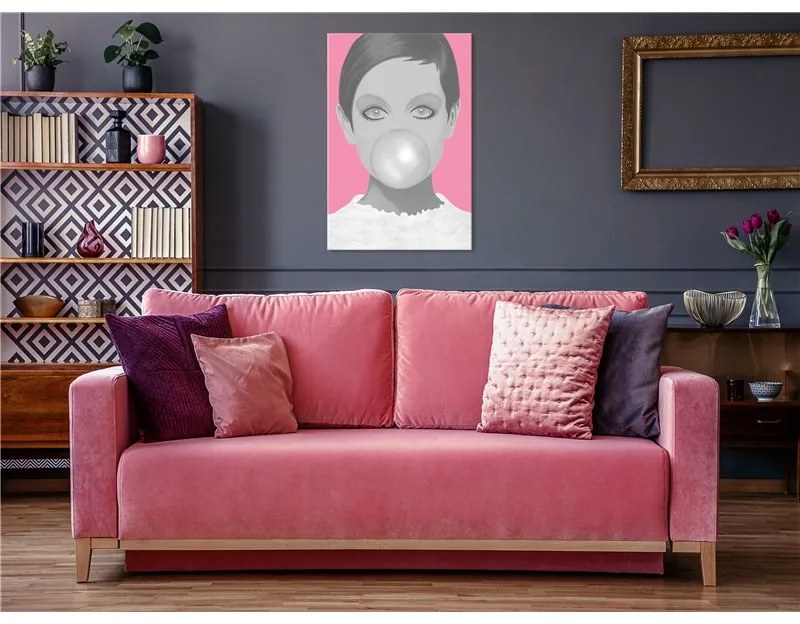 Quadro Bubble Gum (1 Part) Vertical  Colore Rosa, Dimensioni e Misure 40x60