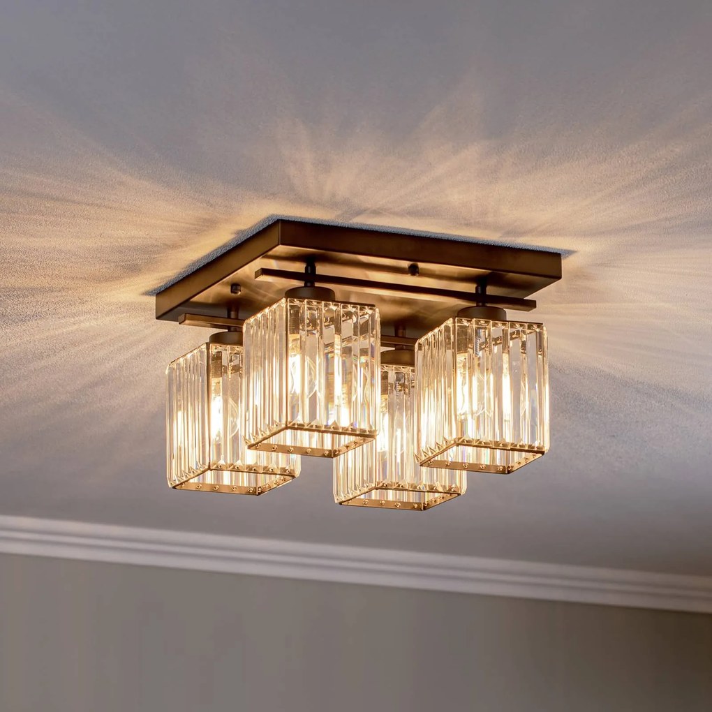 Avonni Plafoniera AV-1795-4BSY a 4 luci quadrata, nera