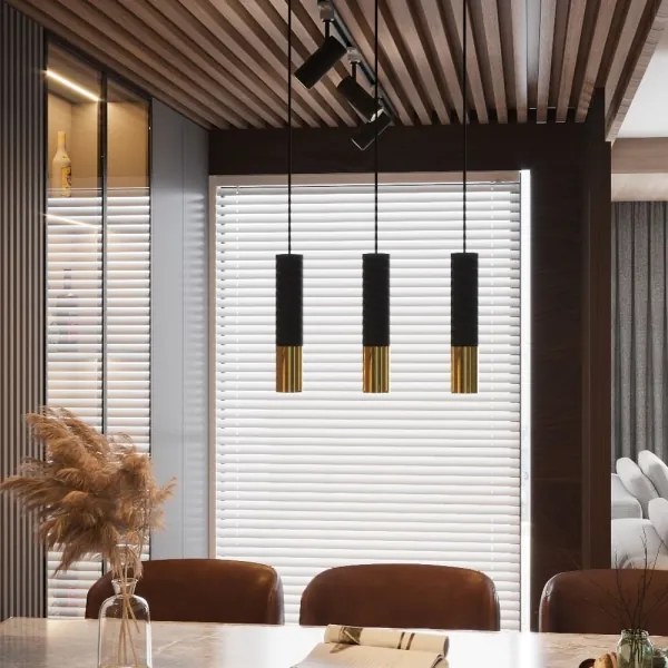 Sollux SL.0953 - Lampadario a sospensione con filo LOOPEZ 2xGU10/10W/230V nero/oro