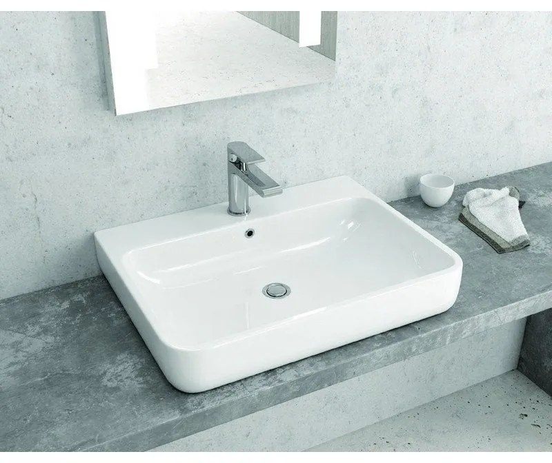 Kamalu - lavabo bagno da appoggio semincasso 61cm modello litos-460