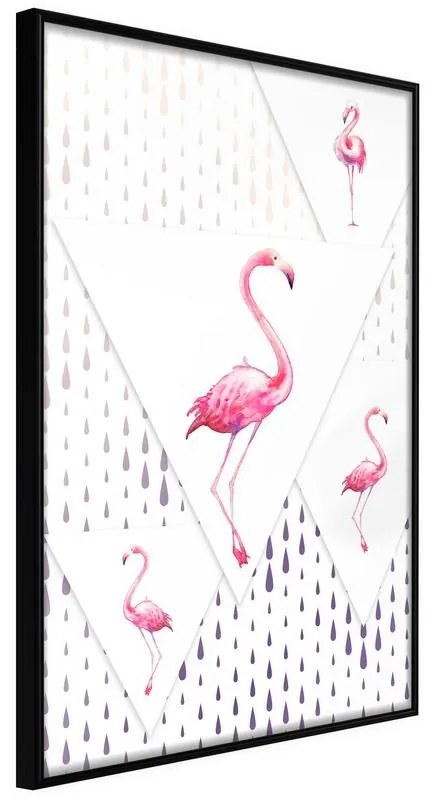 Poster  Flamingos and Triangles  Cornice Quadri Cornice nera, Larghezza x Altezza Home decor 40x60