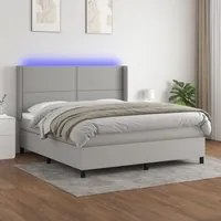 Letto a Molle Materasso e LED Grigio Chiaro 180x200 cm Tessuto cod mxl 46988