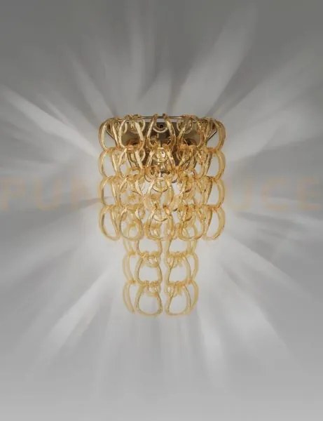 Giogali applique a parete cristallo ambra e bronzo opaco 1 luce att...