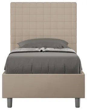 Letto singolo senza rete imbottito 80x210 similpelle tortora Sunny