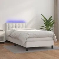 Giroletto Molle con Materasso e LED Bianco 90x190 cm Similpelle 3134196