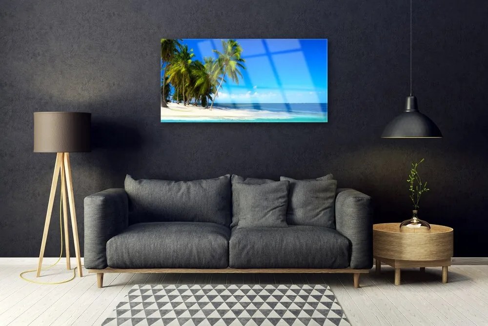 Quadro vetro Palm Tree Sea Landscape 100x50 cm