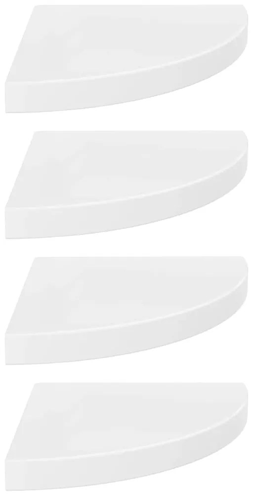 323909 floating corner shelves 4 pcs high gloss white 35x35x3,8 cm mdf