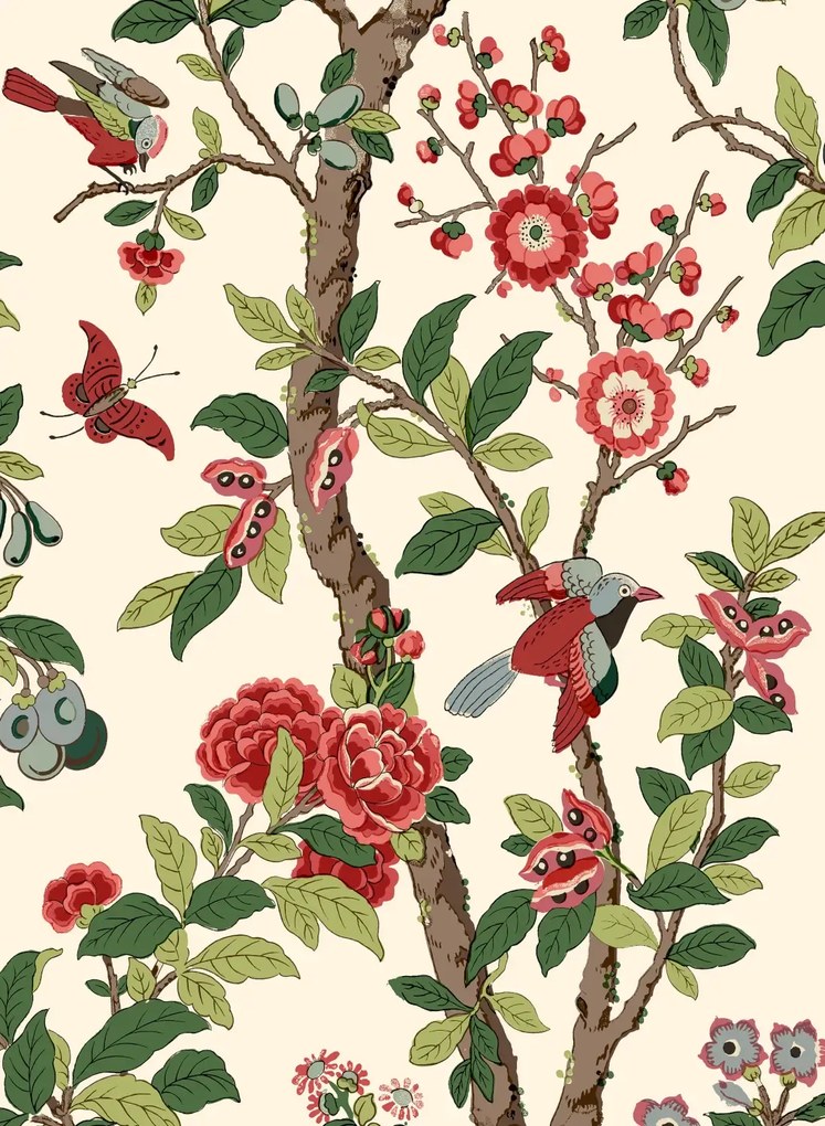 GP & J Baker Carta da parati Eldon - Red/ Green