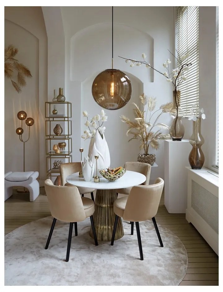 Tavolo da pranzo rotondo in bianco e bronzo con piano in marmo ø 100 cm Leyda - Light & Living