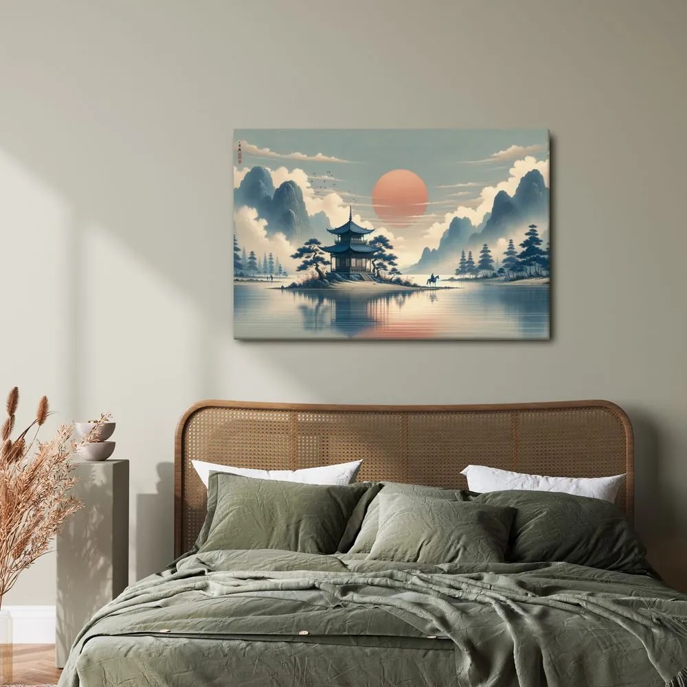 Quadro su tela – Tempio giapponese e lago