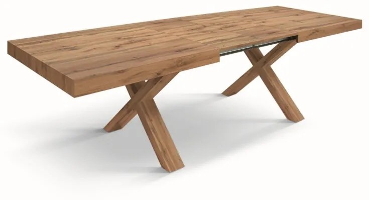 Tavolo allungabile AMALFI in legno effetto rovere rustico e gambe a X, allungabile 180×90 cm – 260×90 cm