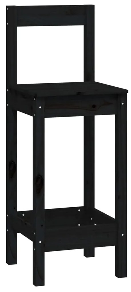 Set da bar 5 pz nero in legno massello di pino