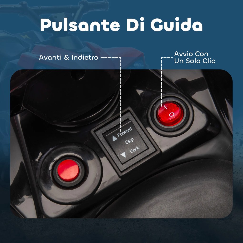 Quad Elettrico per Bambini ATV 6V Ricaricabile con Fari e Musica Rosso...