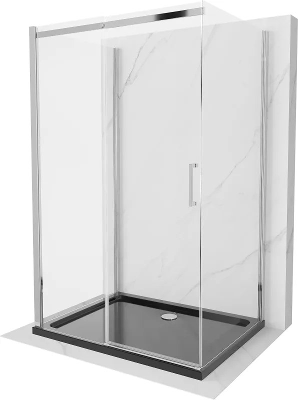 Mexen Omega-3S cabina doccia a 3 lati, scorrevole 110x80 cm, trasparente, cromo + piatto Flat - 825-110-080-01-00-3s-4070
