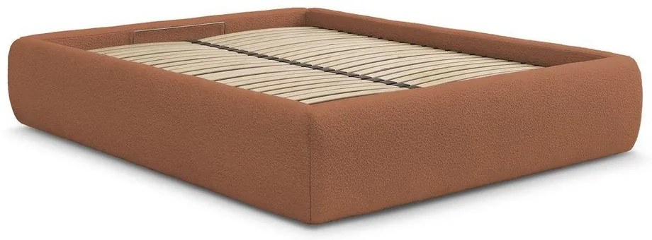 Letto matrimoniale imbottito arancione con contenitore/senza testiera con rete inclusa 160x200 cm Inera – Bobochic Paris