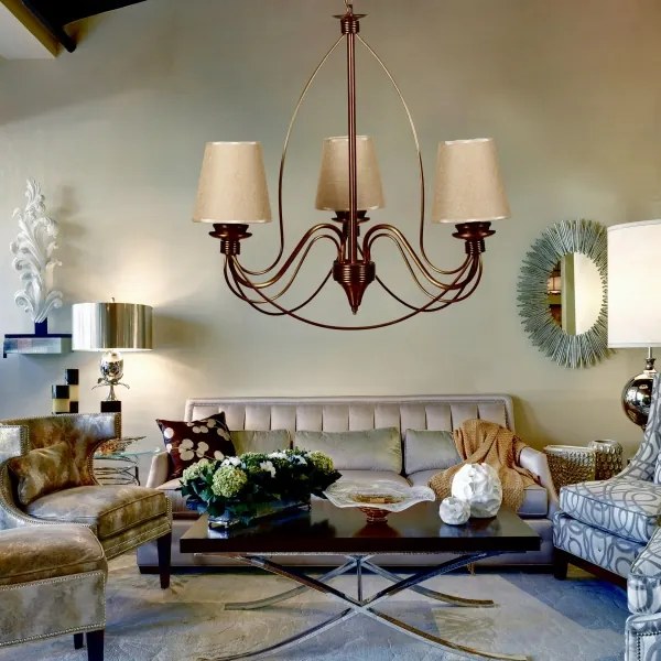 Lampadario a catena CLASSIC 3xE14/40W/230V bronzo/beige