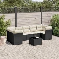 Set Divani da Giardino con Cuscini 8 pz Nero in Polyrattan 3249125