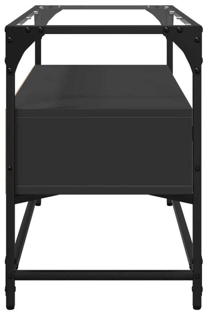 Mobile tv con piano in vetro nero 80x35x51 cm legno multistrato