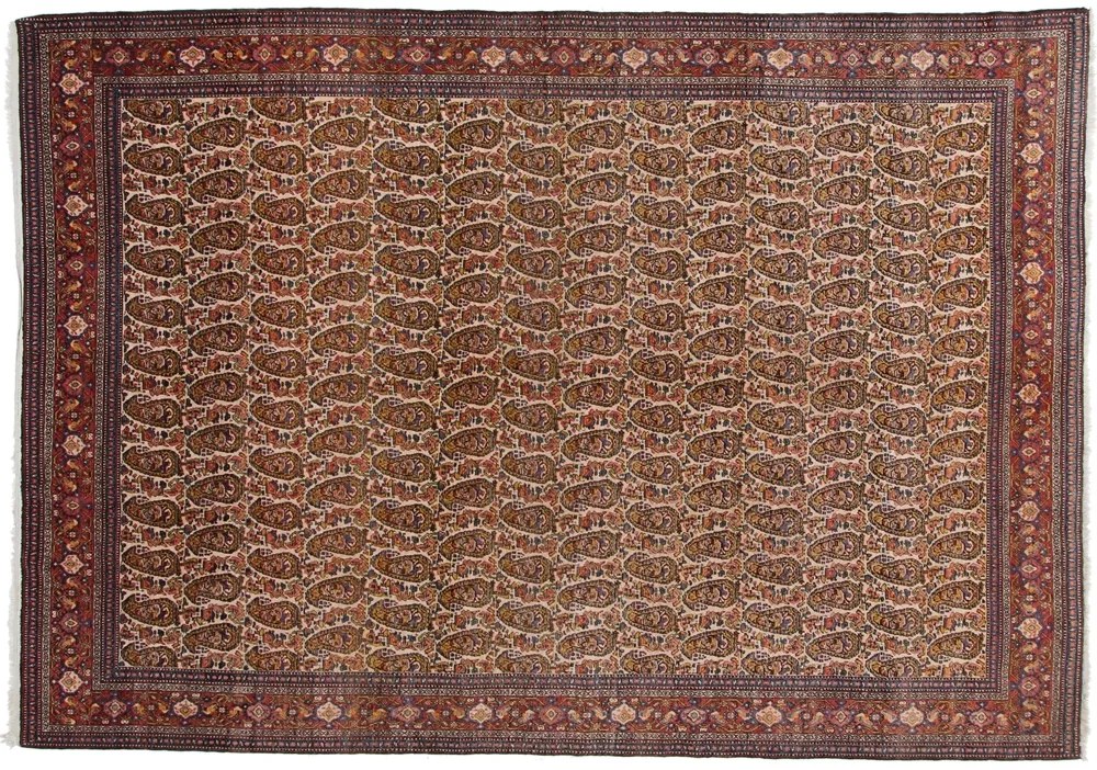Tabriz Tappeto 270 x 380 Rosso (Iran) Annodato A Mano