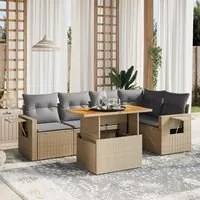 Set Divano da Giardino 6 pz con Cuscini Beige in Polyrattan 3271745