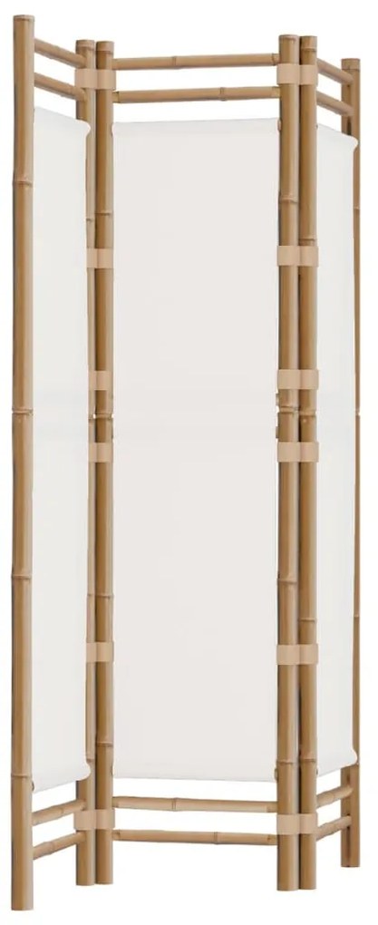 Divisorio ambienti 3 pannelli pieghevole 120 cm bambù e tela