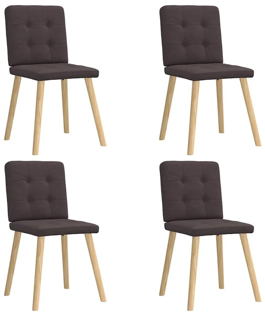 Sedie Da Pranzo 4 Pz Marrone Scuro İn Tessuto /