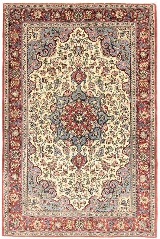 Ghom Tappeto persiano 140x220 Beige (Iran) Annodato A Mano