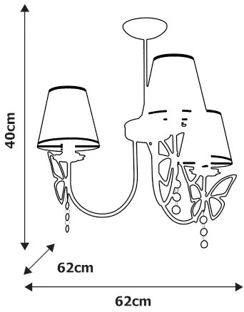 Lampadario per bambini a sospensione con supporto rigido CHARLOTTE 3xE14/40W/230V