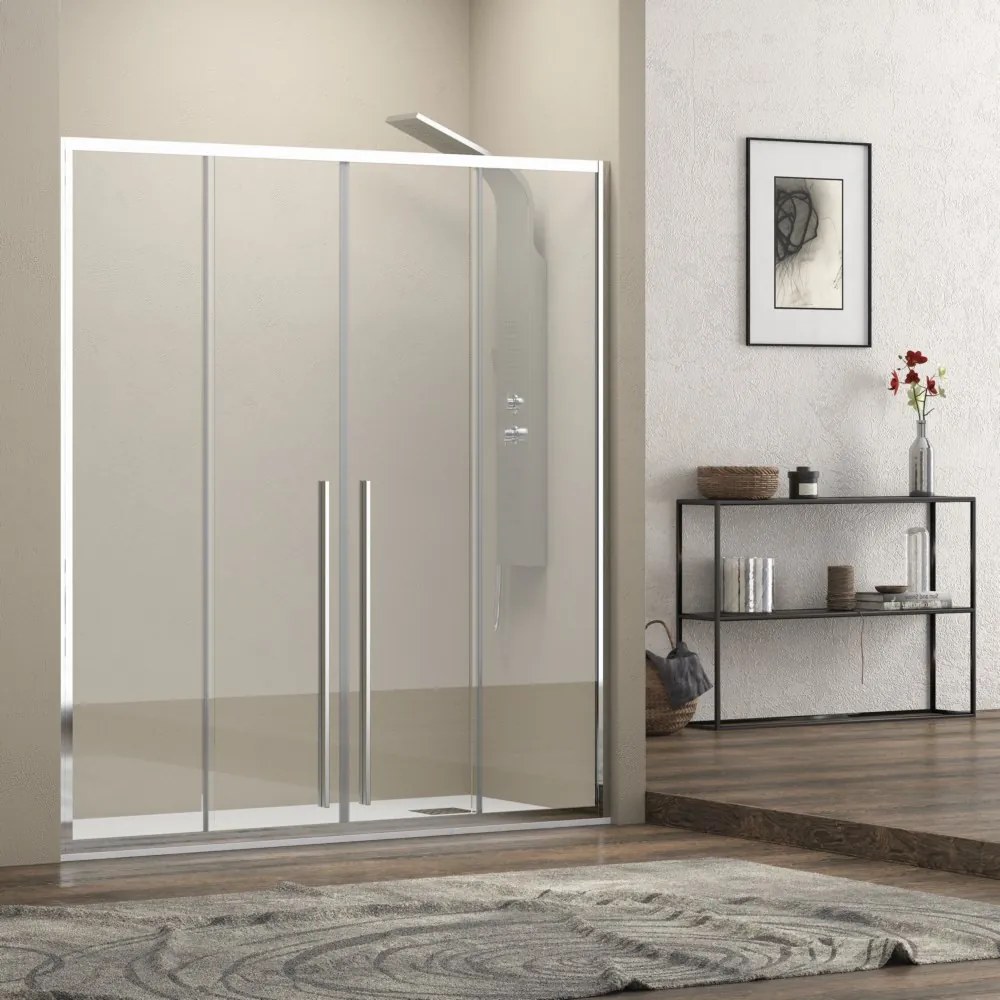 Nicchia doccia 150 cm doppio scorrevole vetro 8mm altezza 200h | KEL6000 - KAMALU