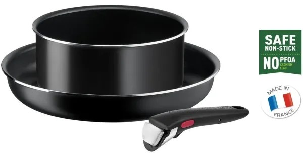 Tefal - Set 3 pezzi pentole INGENIO EASY COOK & CLEAN NERO