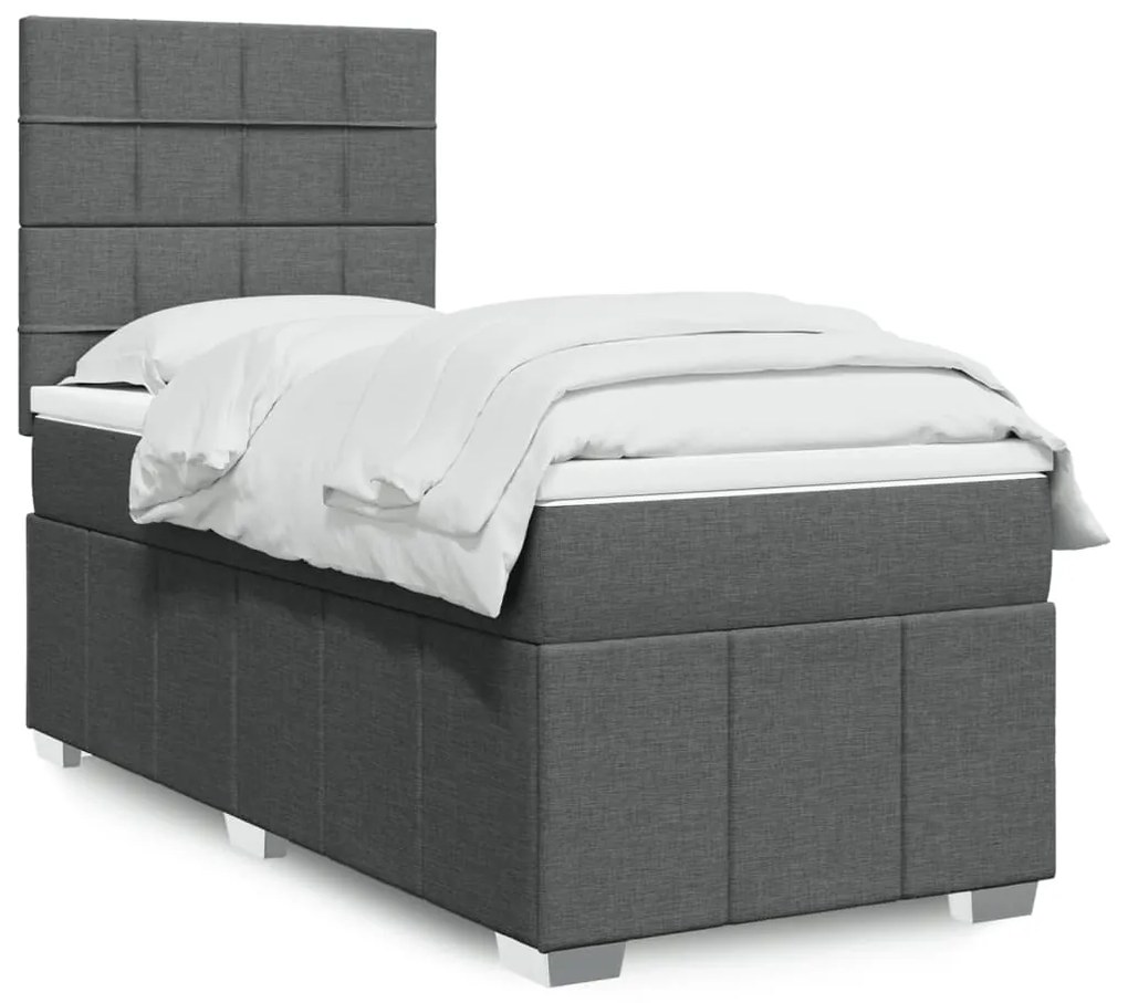 Giroletto A Molle Con Materasso Grigio Scuro 80x200 Cm Tessuto /