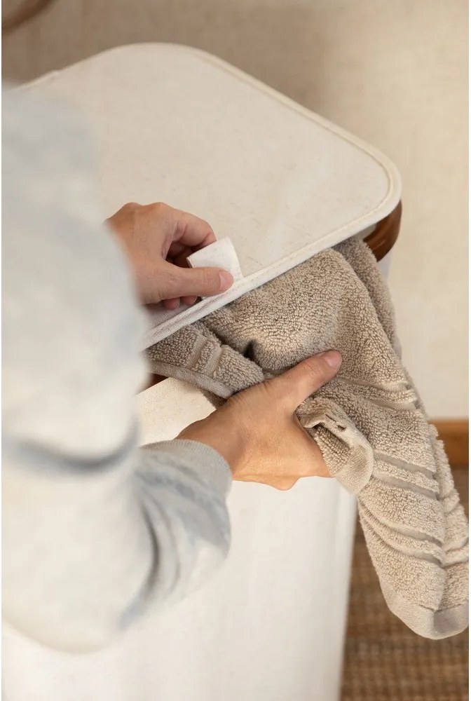 Cesta per il bucato color crema in tessuto Bamboo/Linen – Bigso