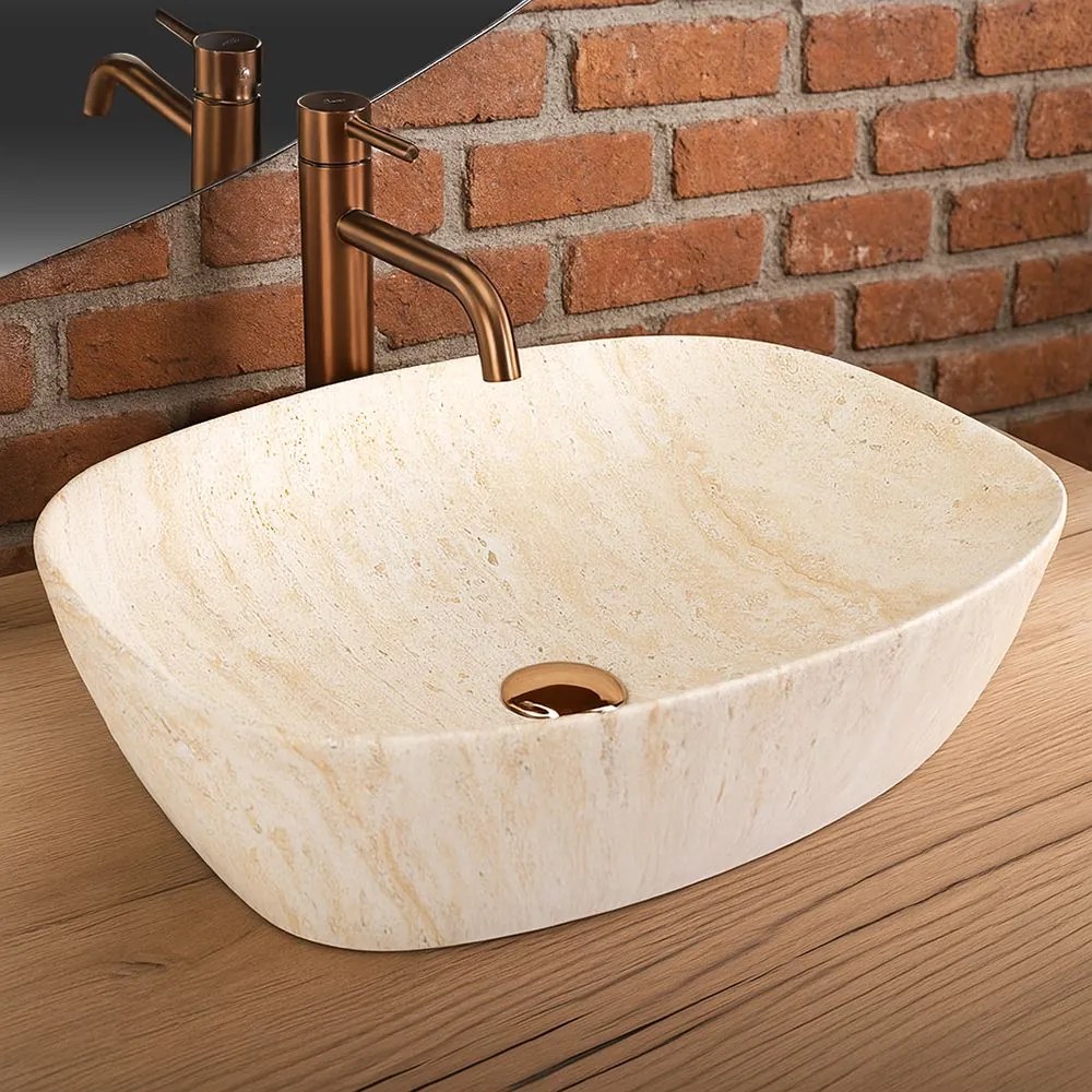 Lavabo da appoggio Rea Freja Travertine Matt