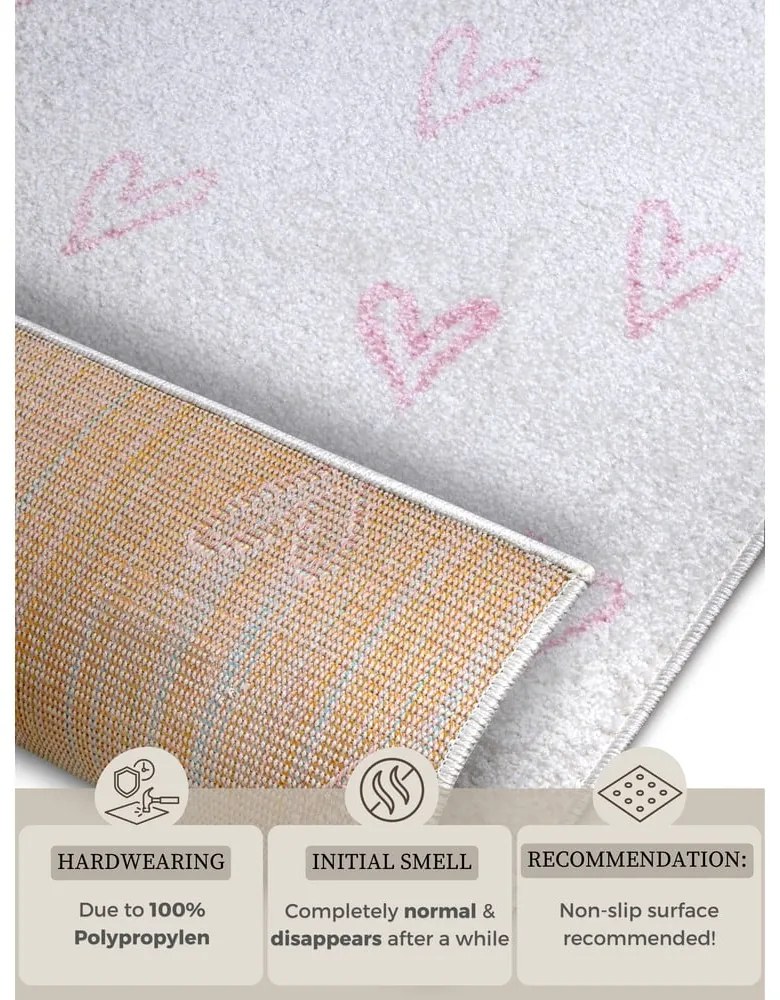 Tappeto per bambini rosa e bianco 160x235 cm Hearts - Hanse Home