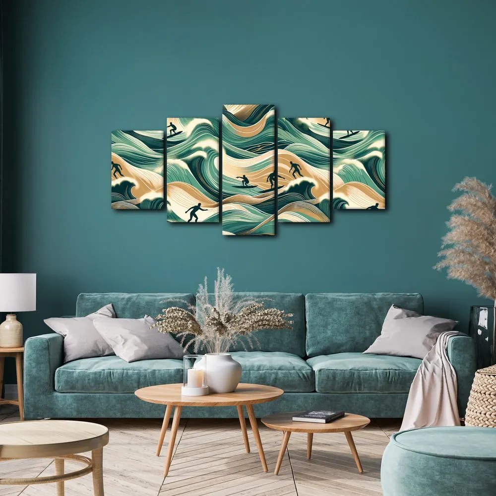 Quadri 5 pezzi – Onde del mare e surf