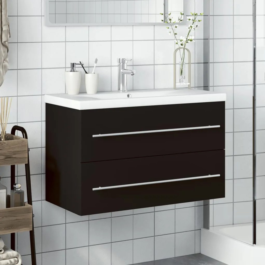 Mobile da bagno con lavabo integrato nero