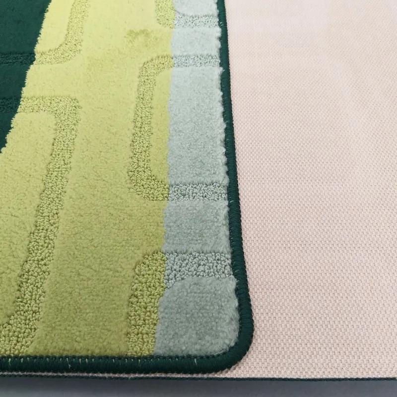 Set di tappetini da bagno verdi in due pezzi 50 cm x 80 cm + 40 cm x 50 cm