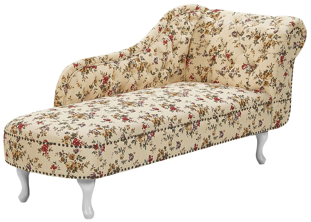 Chaise longue destra modello floreale beige NIMES Beliani