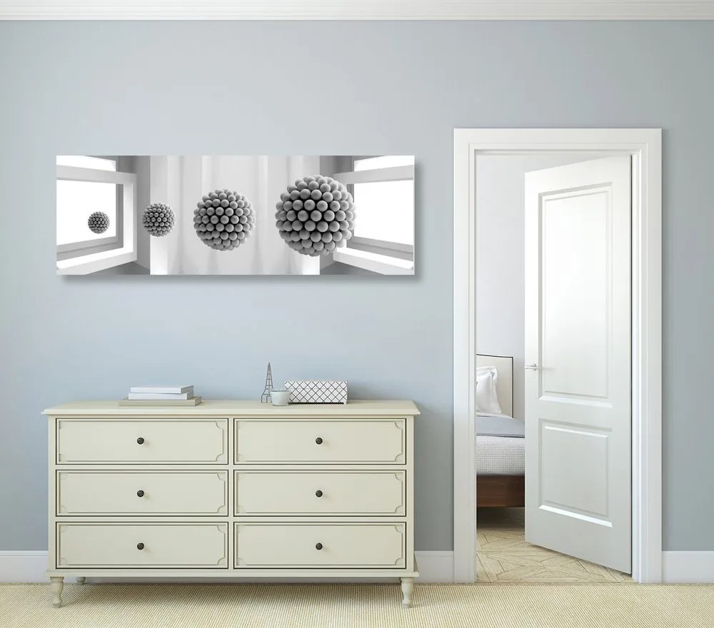 Quadro su tela – Sfere in bianco e nero nello spazio