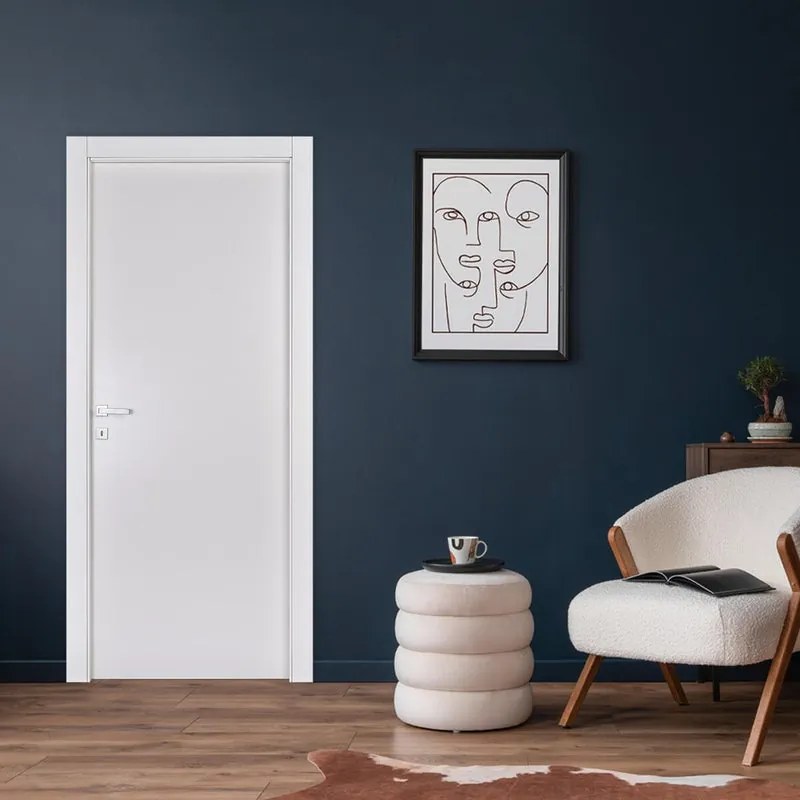 Porta interna a battente Rank in legno laccato colore bianco, L 80 x H 210 cm, apertura reversibile