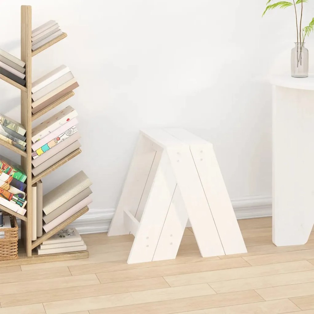 Sgabelli 2 pz bianchi 40x40x45 cm in legno massello di pino