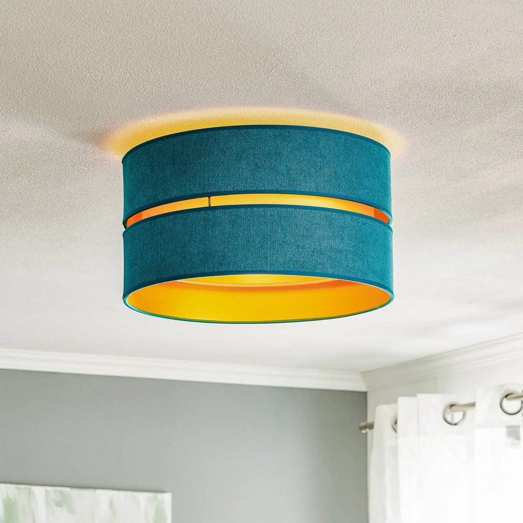 Plafoniera soffitto Duo Duolla, dimmerabile, Blu, Soggiorno / Sala da pranzo, Tessuto / Stoffa / Seta, Moderno, Plafoniera
