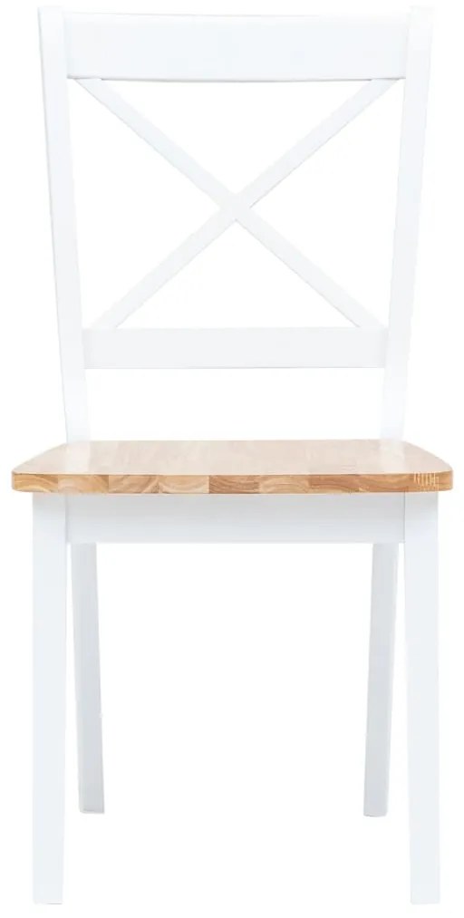 Set da pranzo 5 pz in legno massello di hevea bianco e marrone